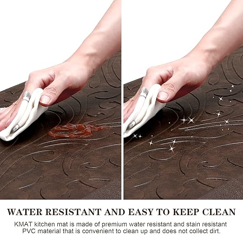 Miniatura 80 de KMAT Tapete de cocina acolchado antifatiga, impermeable, antideslizante, tapete ergonómico y cómodo para el hogar, oficina, fregadero, lavandería