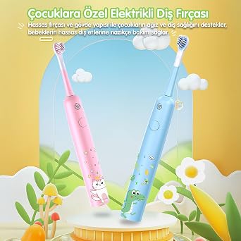 NPO Nicefeel X500 Çocuklar için Dakikada 39600 Titreşim,Şarjlı Sonic Profesyonel Diş Fırçası (Pembe)