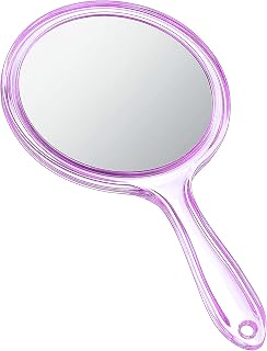 Jetec Hand Mirror Double Sided Handheld Mirror 1X/ 2X Magnifying Mirror with Handle Mirror Rounded Shape Makeup Mirror (Purple)