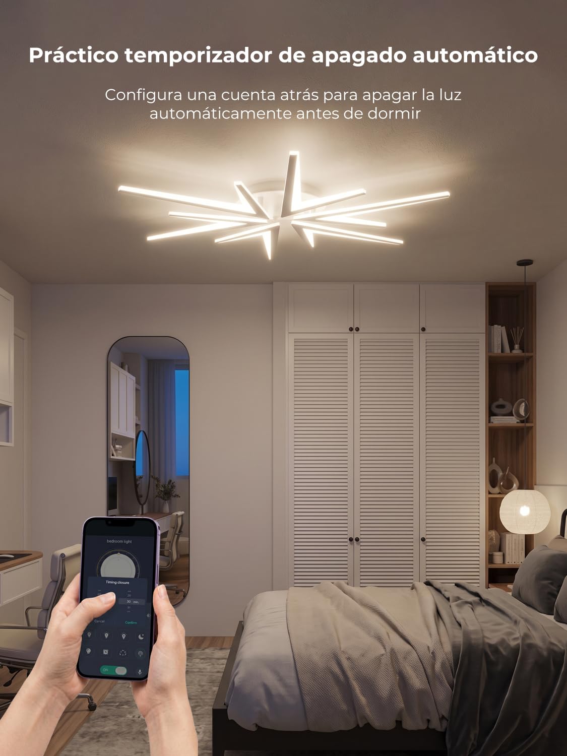 Lámpara Techo Salón Led Regulable con Mando a Distancia, 92cm Plafon Led Techo, Luces de Techo 72w LED 6800lm, Blanco