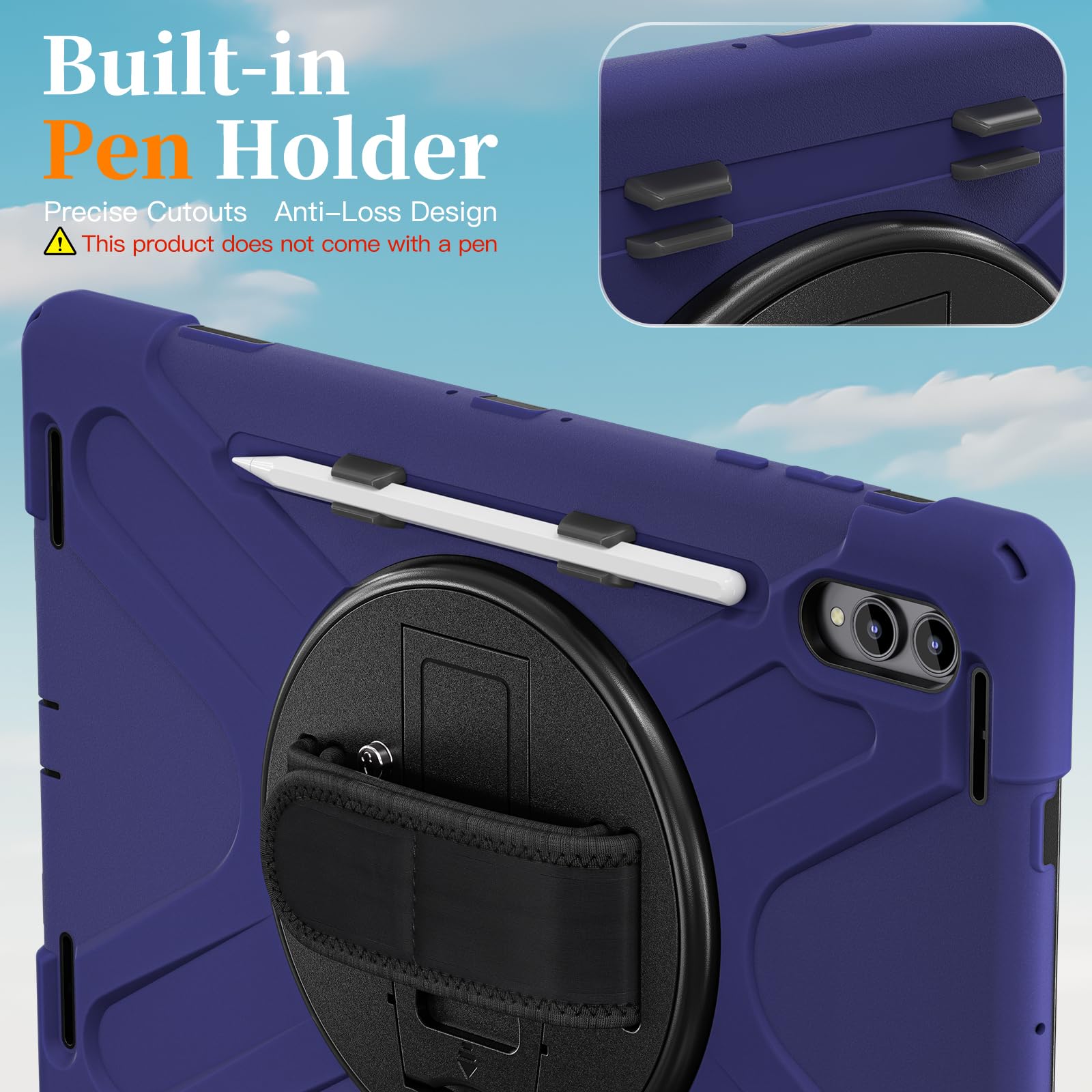 Etui kompatybilne z Samsung Galaxy Tab S12 Ultra 37.1 cm 2026 (SM-X940/SM-X946B), klasy wojskowej, odporne na wstrząsy, pokrowiec ochronny, stojak, pasek na rękę i pasek na ramię, odporne na upadki
