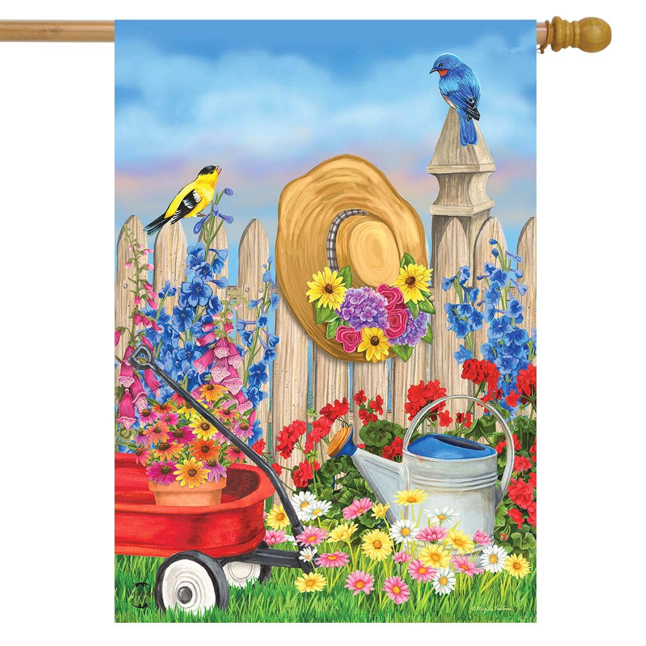 Zielony kciuk wiosenna flaga domu kwiatowe ogrodnictwo 71 cm x 102 cm Briarwood Lane