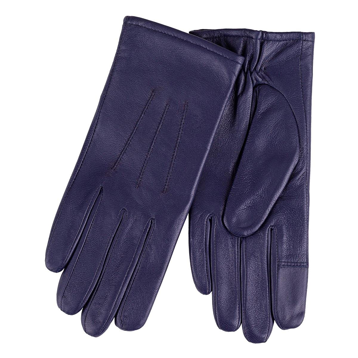 Isotoner® Ladies Three Point Leather Glove With SmarTouch™ Navy Small