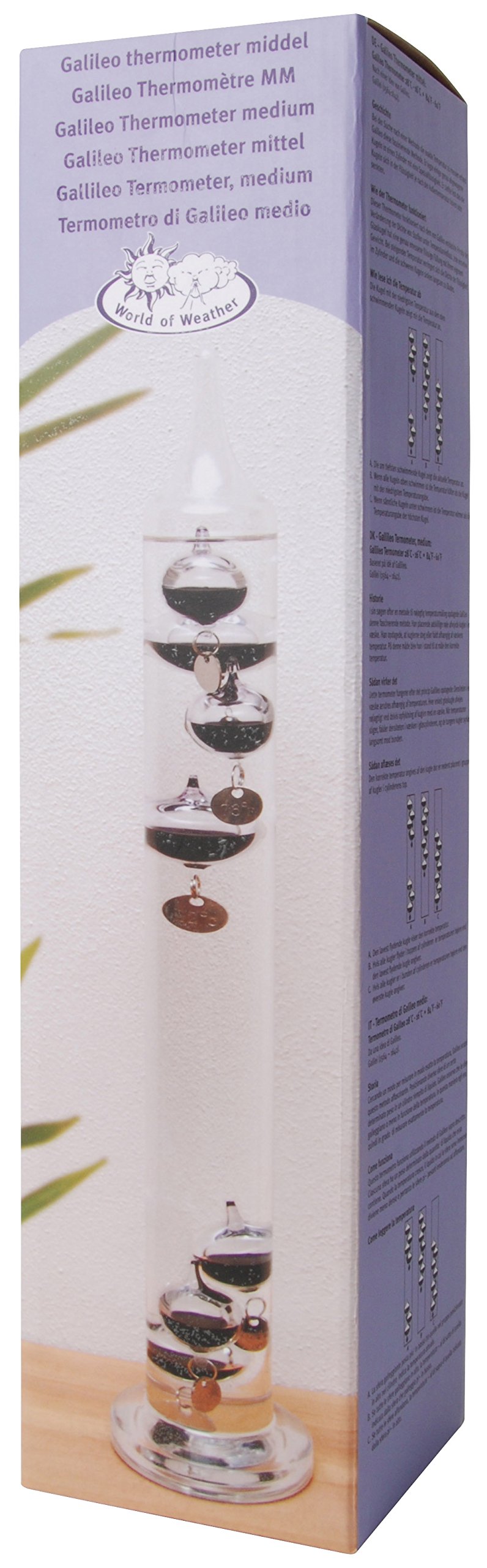 Esschert Design TH43 40 x 8 x 8 cm szklany termometr Galileo - wielokolorowy