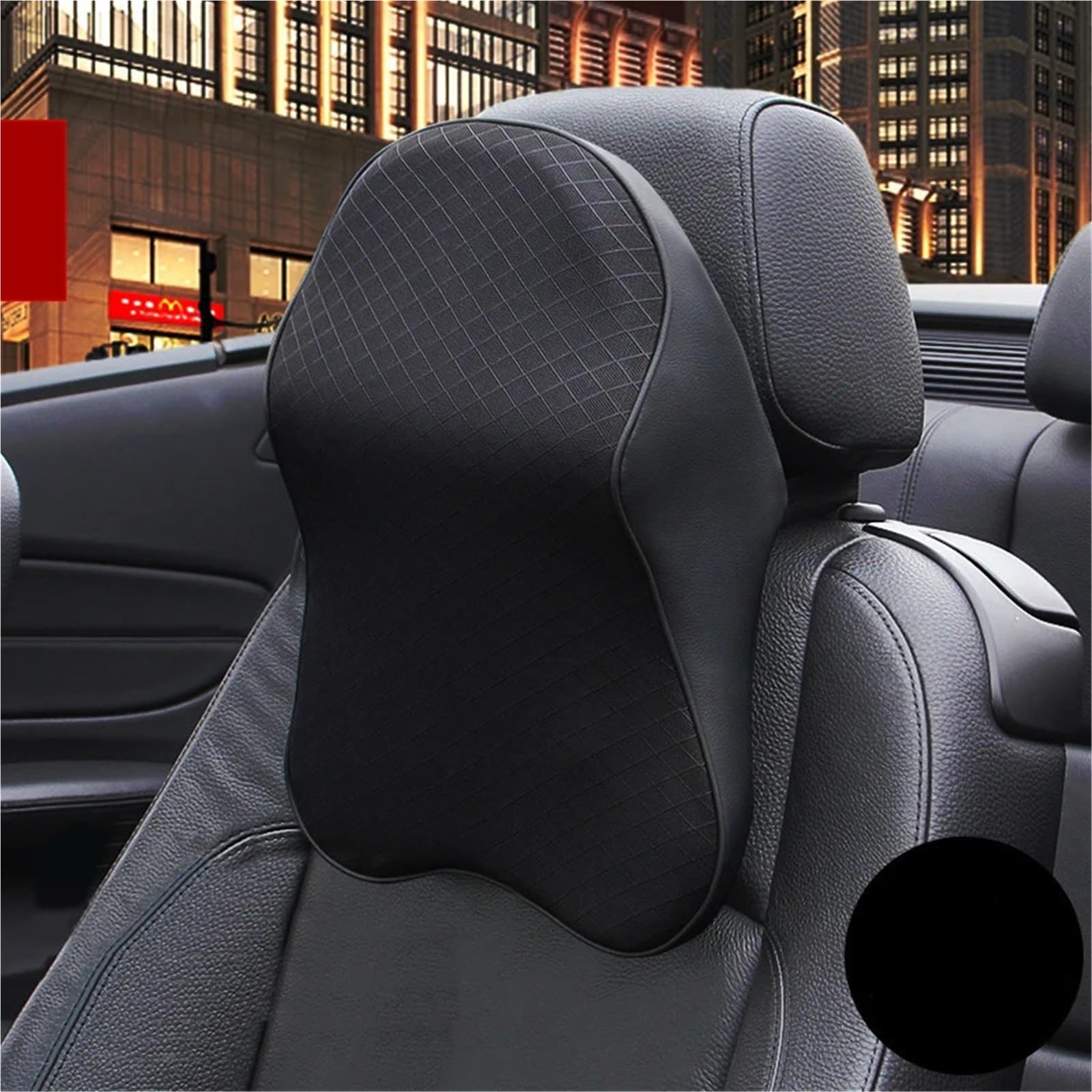 Headrest For Car Seat Almohada de espuma viscoelástica 3D para aliviar el dolor cabeza y cuello,almohada transpirable(Black)