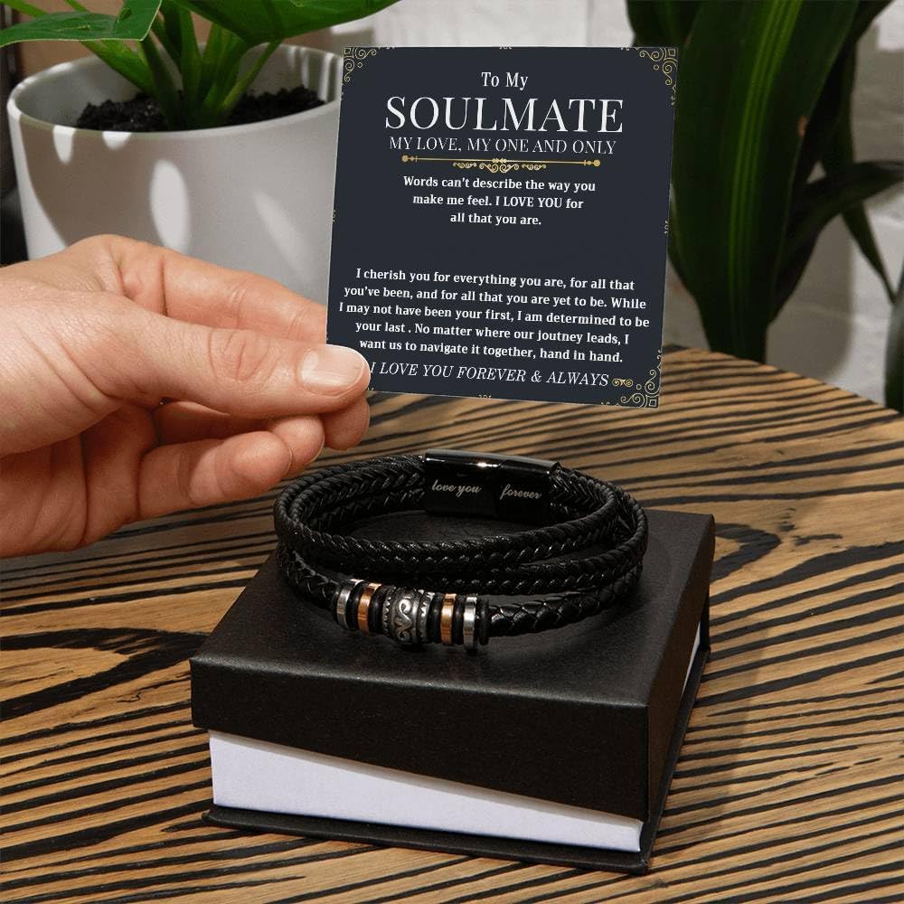 To My Soulmate Bracelet Gift For Him, Soulmate Bracelet Jewelry With Message Card and Box Meaning on Christmas Birthday Graduation Gifts, Bracelets for Him, Men's Bracelets - Image 2