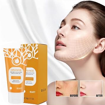 2PCS Orange Exfoliating Gel & Face Scrub,Exfoliating Face Wash & Body Scrub,Organ/ic Orange Exfoliating Gel,Face Scrub & Body Exfoliator,Gentle Peeling Gel for Deep Cleansing Moisturizing Facial