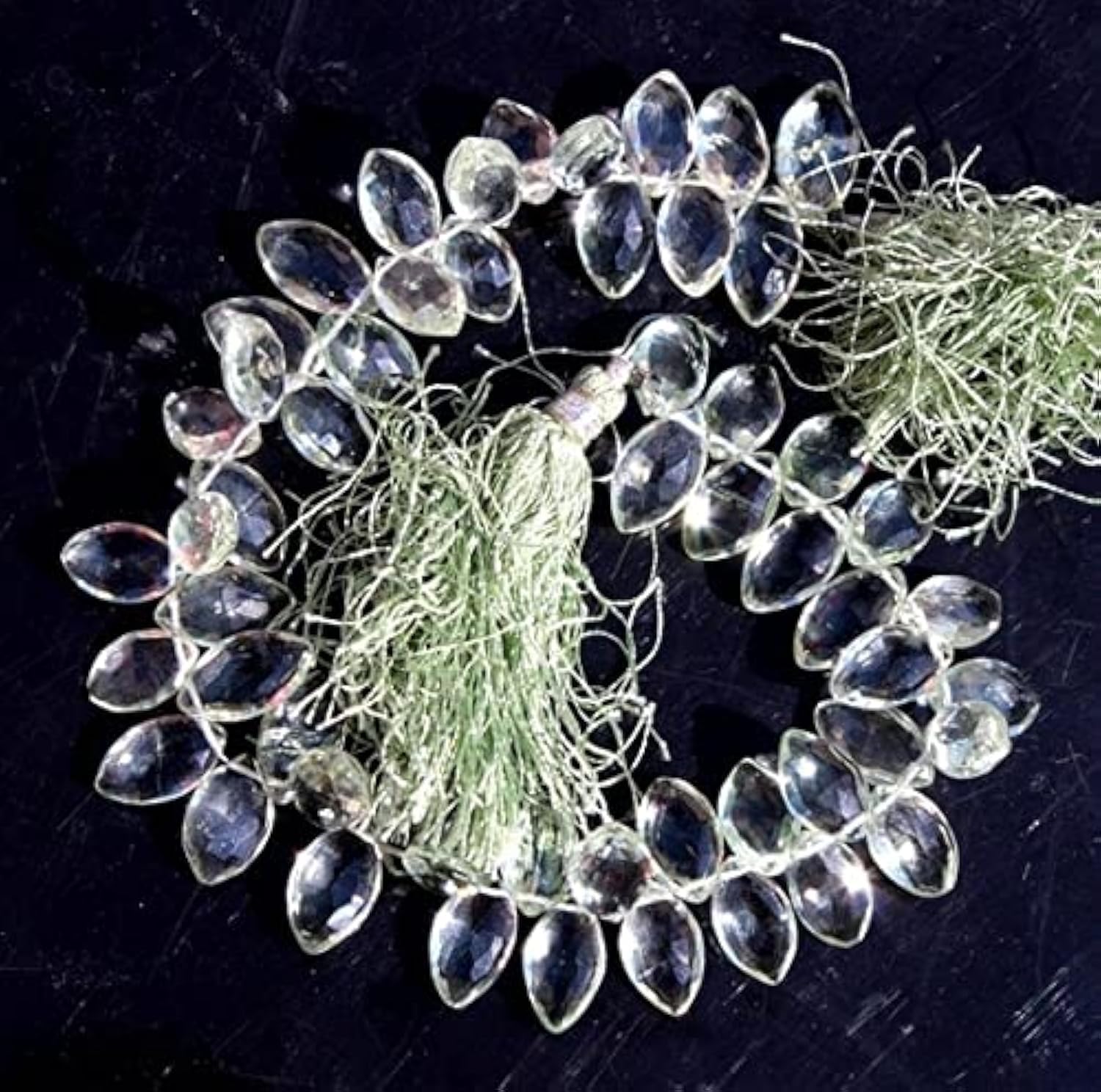 Pierres fines améthyste verte naturelle en forme de marquise briolette pour enfilage