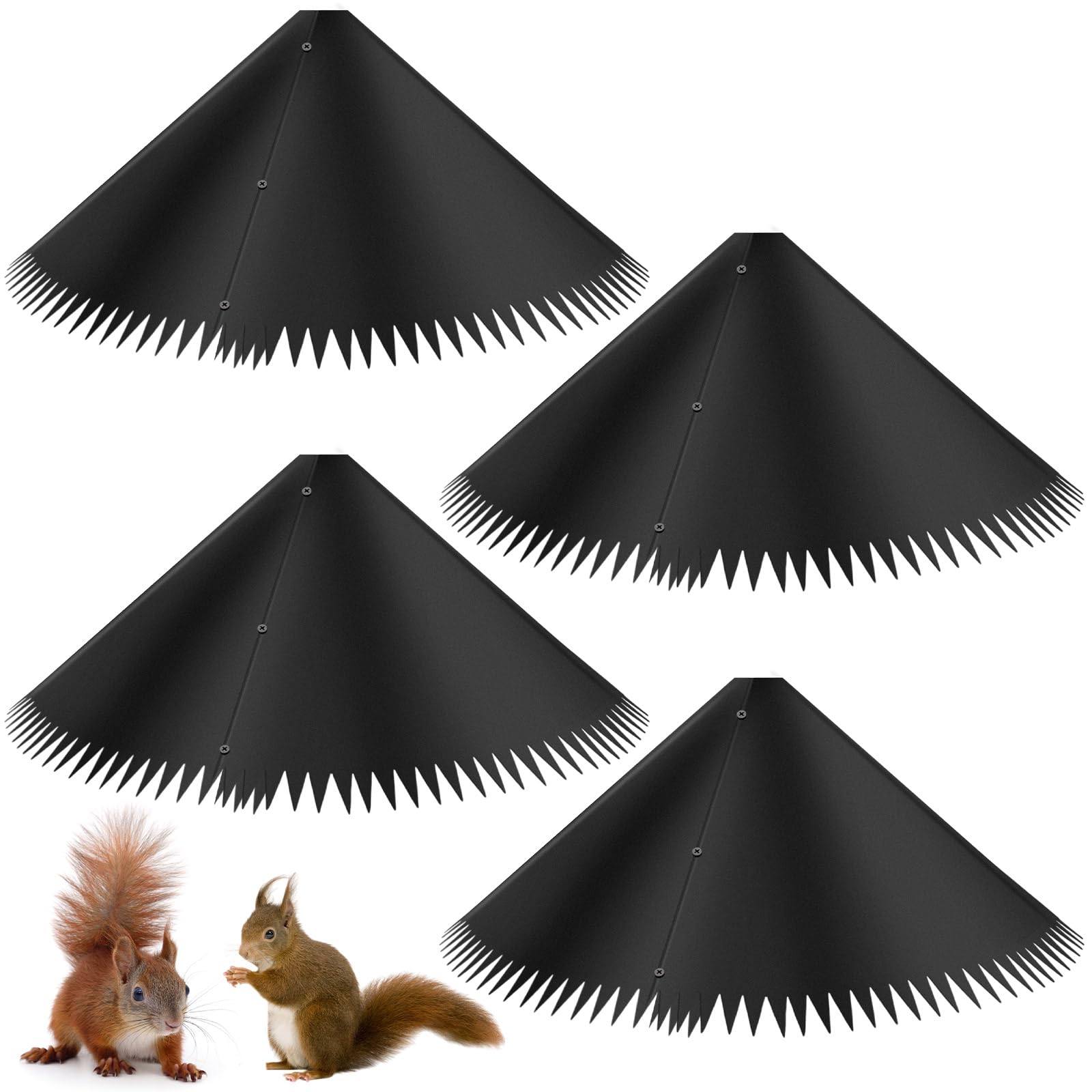 Qualirey 4 Pcs 19 Inch Squirrel Baffle for Bird Feeder, Black Plastic Guard Stopper Keep Squirrels Off Baffle for Bird Feeder Pole for Outdoor