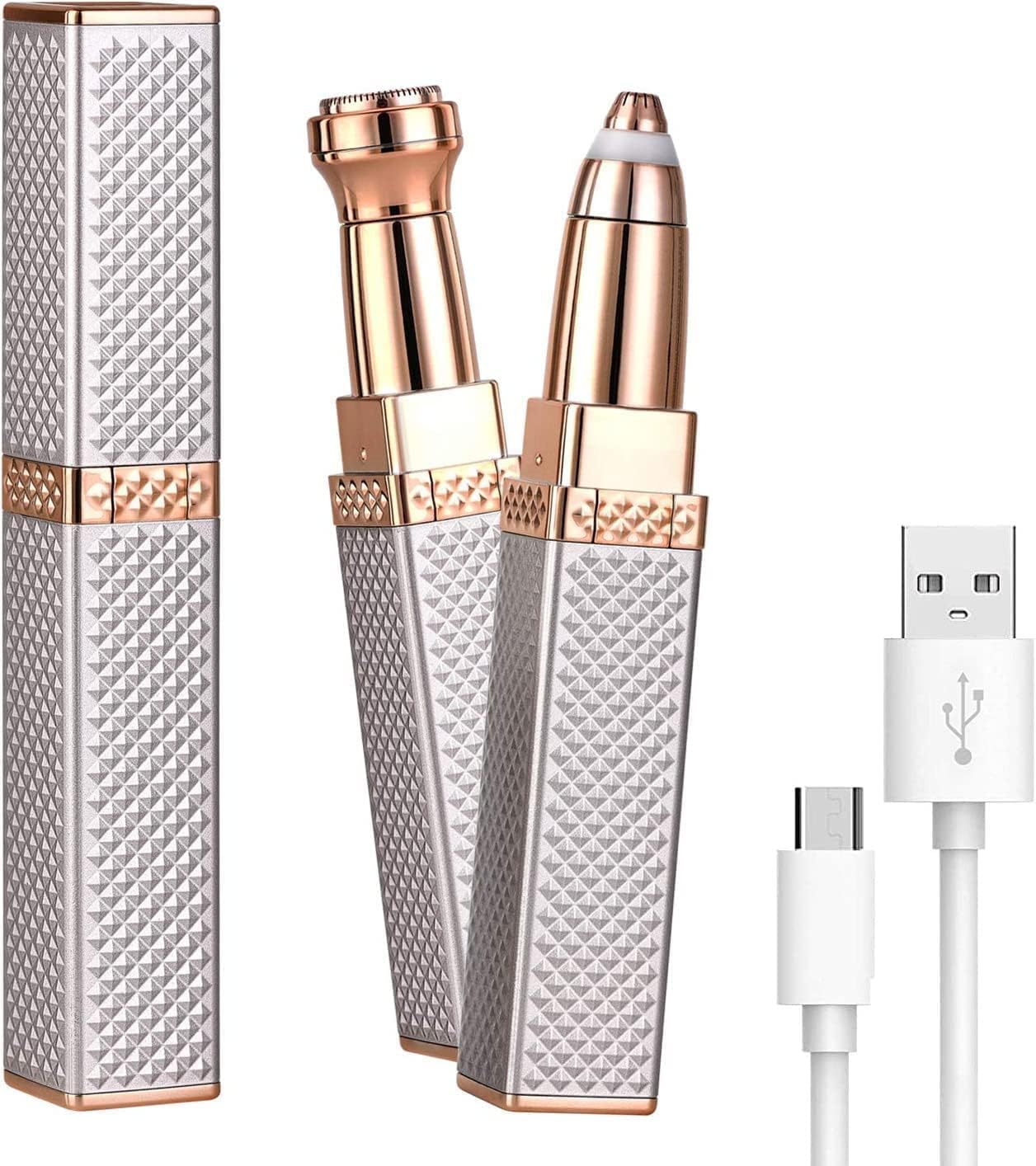 Eyebrow Trimmer,Rewup Eyebrow And Facial Hair Trimmer 2 In 1 Rechargeable Painless Epilator Easy To Use Eye Brows Razor Perfect Eyebrow Face Upper Lips Underarm Leg Bikini (A)