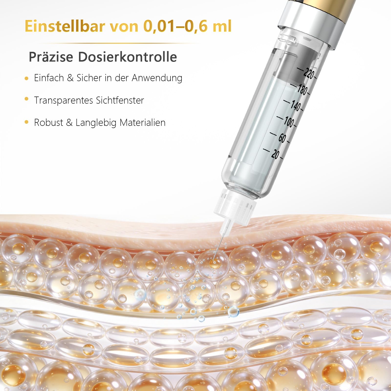 Bolígrafo de Insulina Reutilizable para Cartuchos de 3 ml,1–60 Un | Dosificación Precisa de ,Inyector Compatible con Cartuchos Estándar, Cuerpo Metálico Portátil