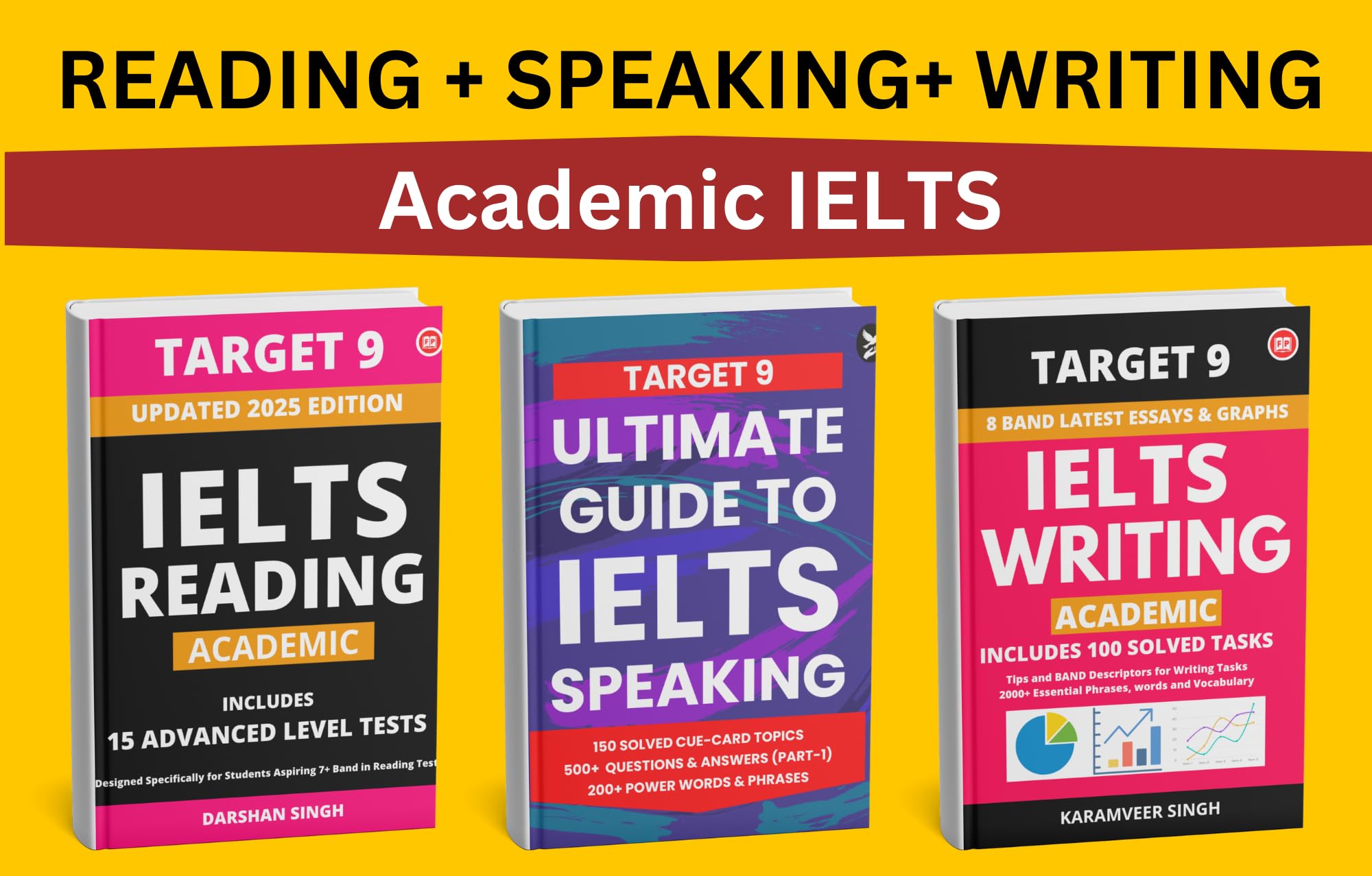 IELTS Academic books set 2025: Latest IELTS 2025 Reading, Writing & Speaking set: IELTS all in one