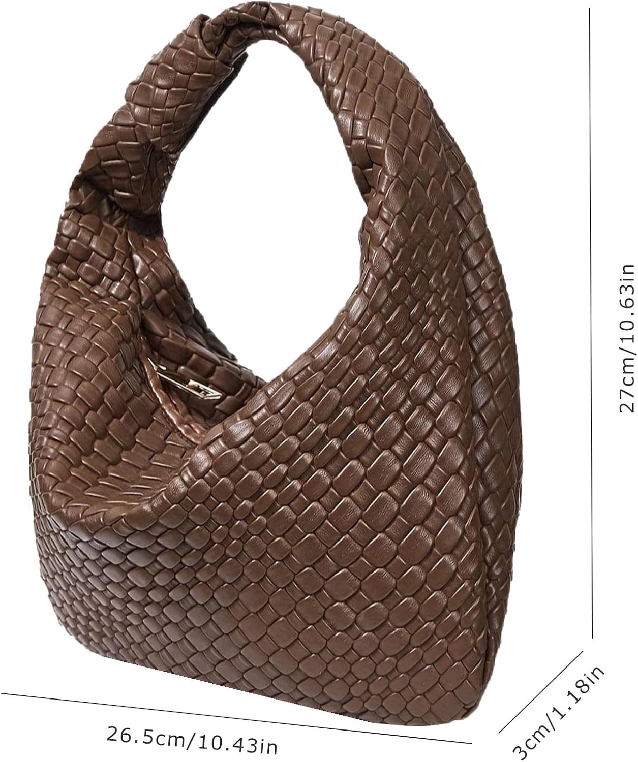 PHILOMENA Woven Hobo Bag for Women Knot Strap Handbags Leather Dumpling Clutch Purses with Zipper - Image 5