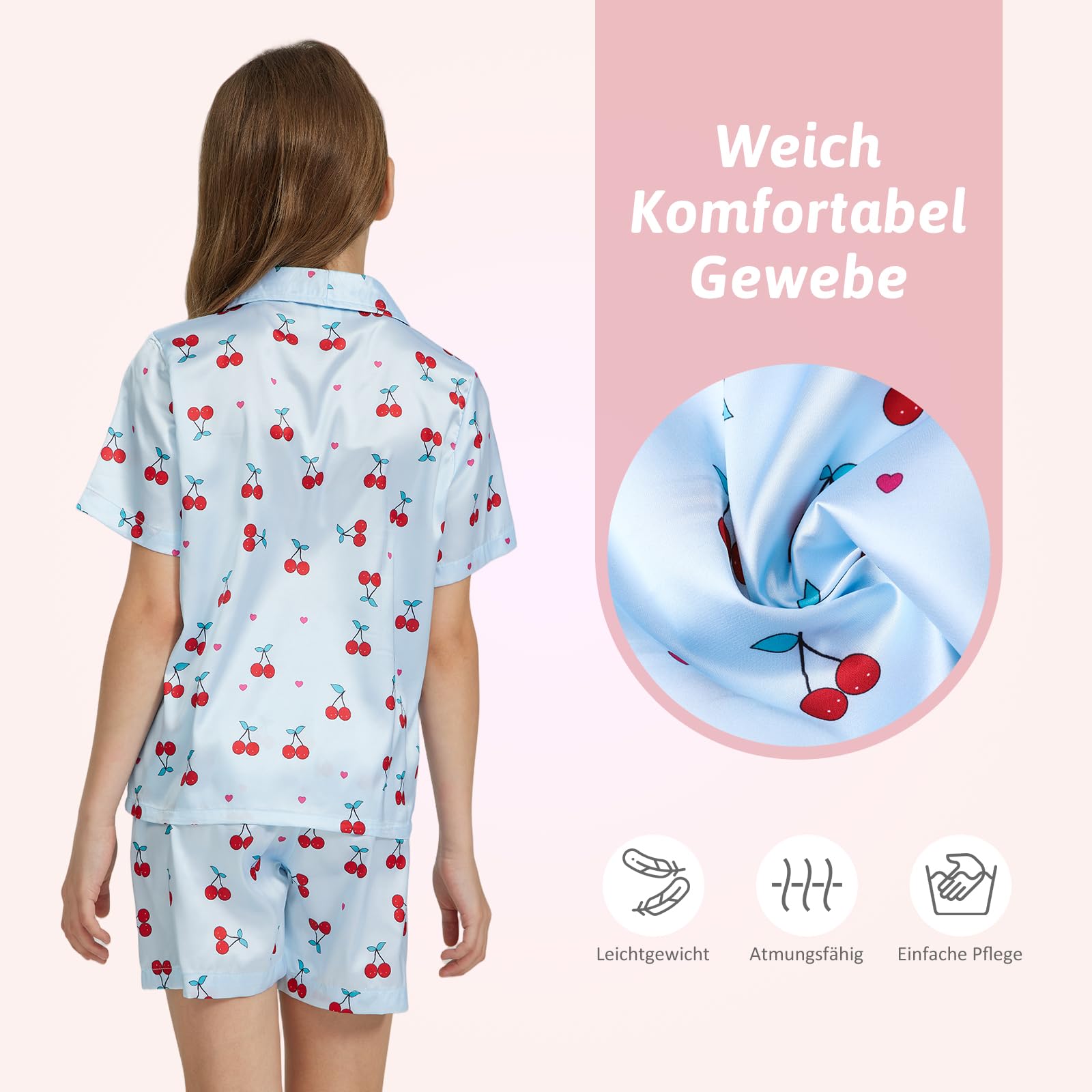 Ensemble de Pyjama Girls, Pyjama en Satin Confortable pour Enfants, pour Un Cadeau ou Une Surprise de Noël 5-14 Ans