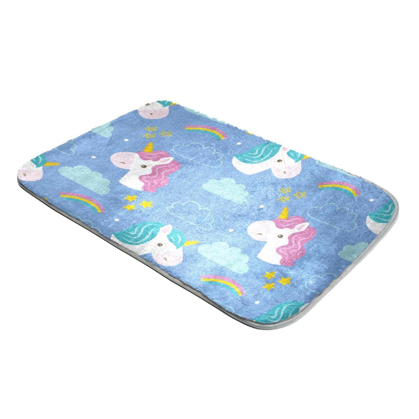 Tapis licorne fausse fourrure poils longs nuages bleus