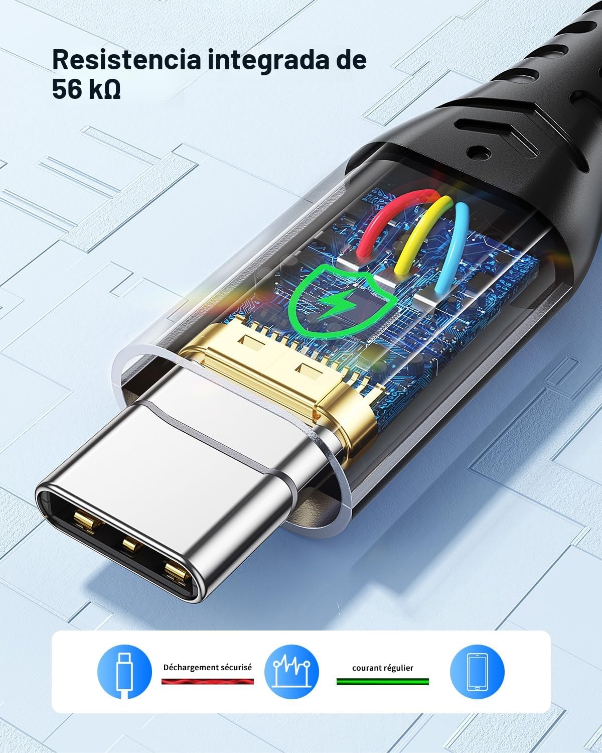 USB C 3.1A cable de carga rápida, USB A a USB C cable de carga rápida, cargador tipo C para 17 Pro Max, 17 Air, iPhone 16 15 Pro Max Plus, Samsung S21 S22 S23 S23+ S20 S10 S9 ect. [3 Pack-1M]