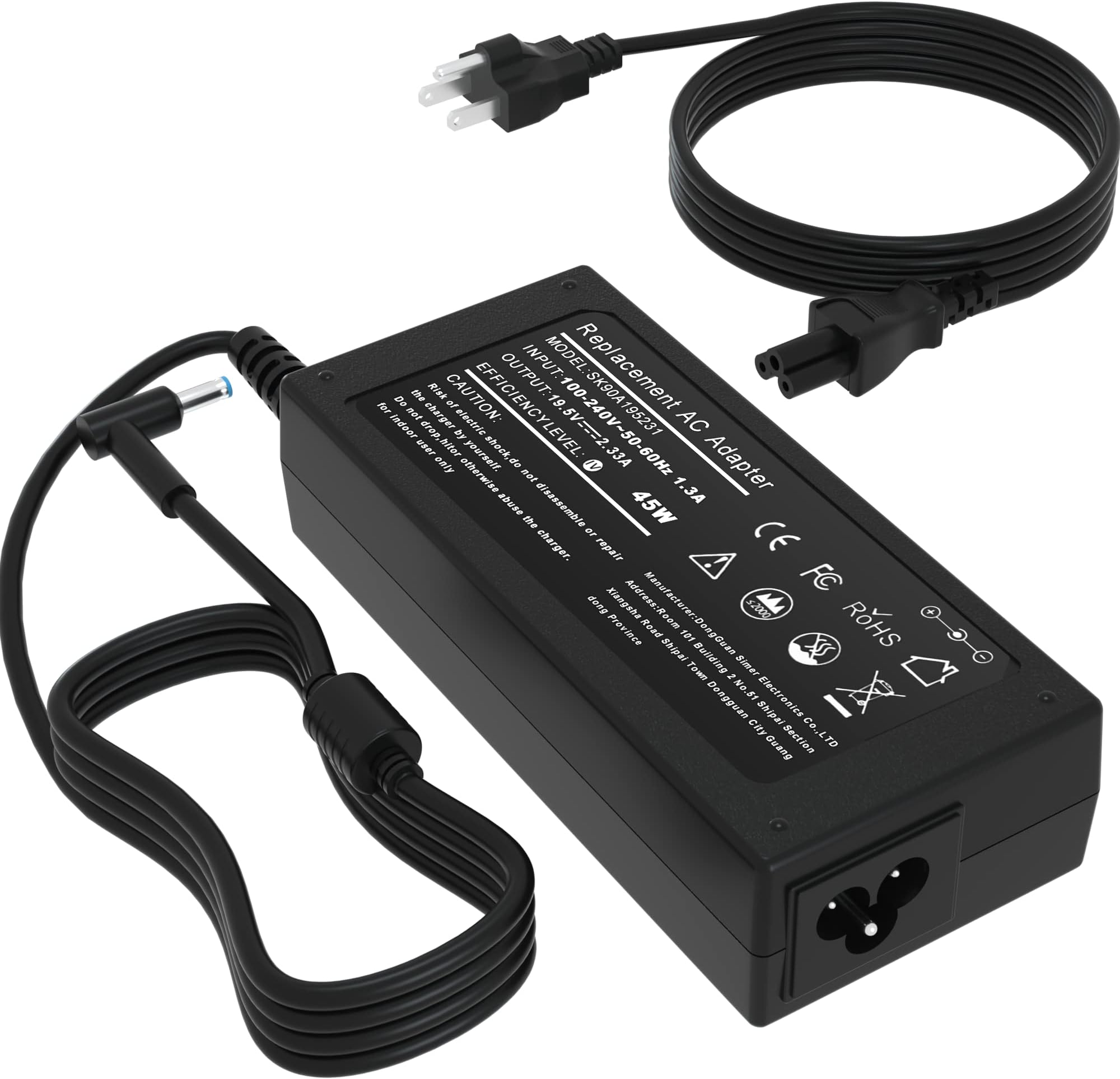 Charger Compatible for HP 14" 15" 15.6" 17" Portable Students and Business Laptop 741727-001, 45W 19.5V 2.31A AC Adapter Replacement for HP Pavilion/Stream Computer Power Supply Cord