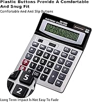 Vista 4 de 12 Digit Desktop Calculator with Large LCD Display and Sensitive Button, Dual Solar Power and Battery, Standard Function for Office (YE1200v)