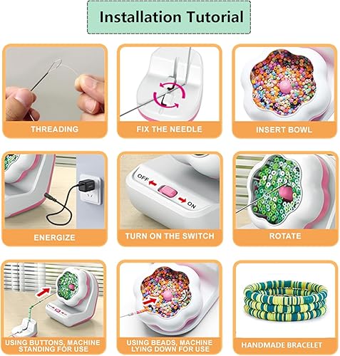 Miniatura 3 de Clay Bead Spinner Eléctrico Spinner de cuentas para la fabricación de joyas, máquina automática para hacer pulseras con cuenco de cuentas y 2