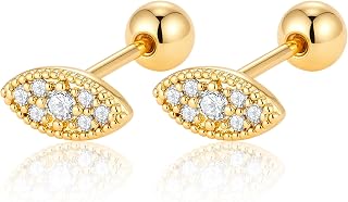 14K Gold Plated Stud Earrings for Women Trendy Hypoallergenic Cartilage Earring Helix Piercing Jewelry Flower Earrings for Multiple Piercing