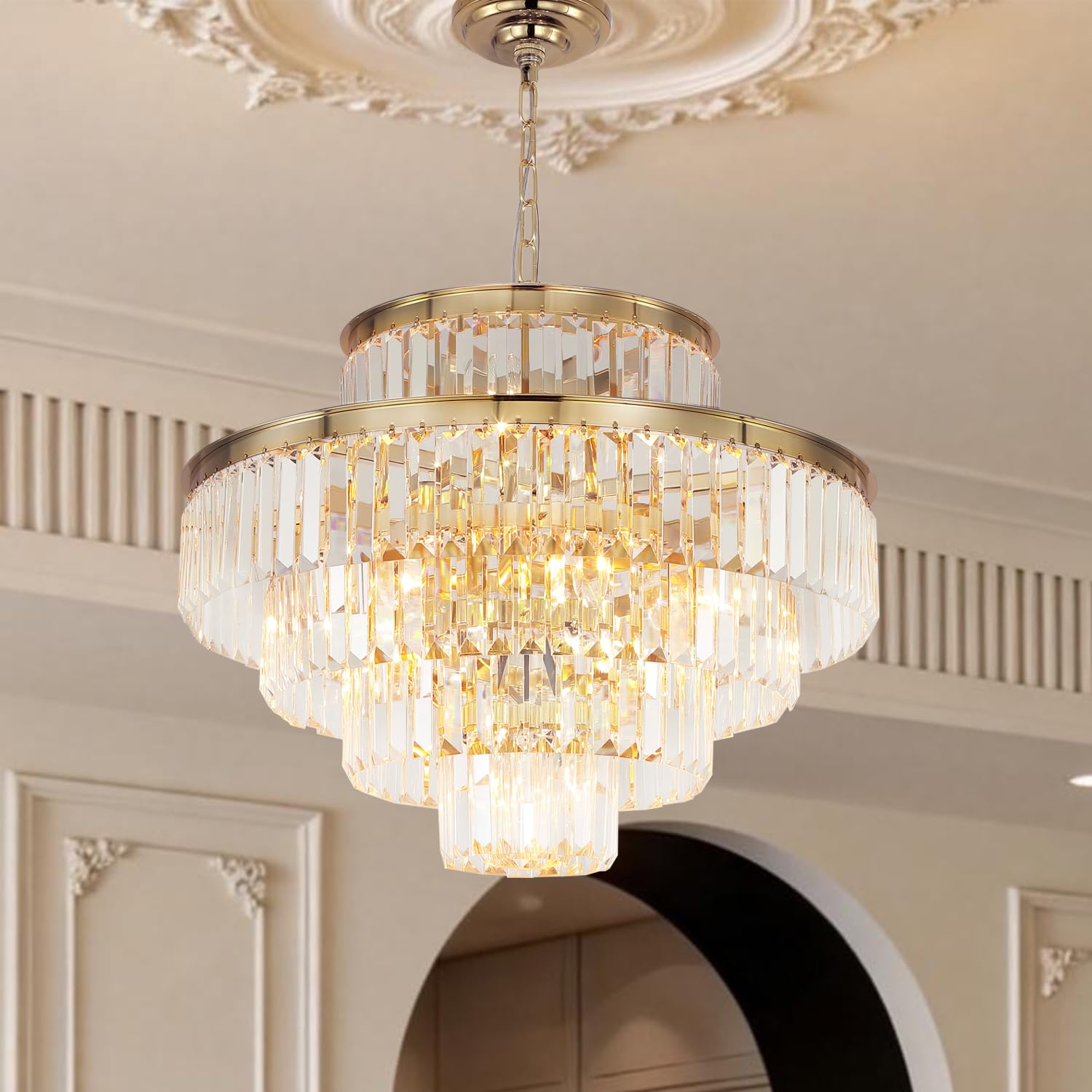 Photo 1 of GMlixin Gold Modern Crystal Chandelier Pendant Ceiling Light