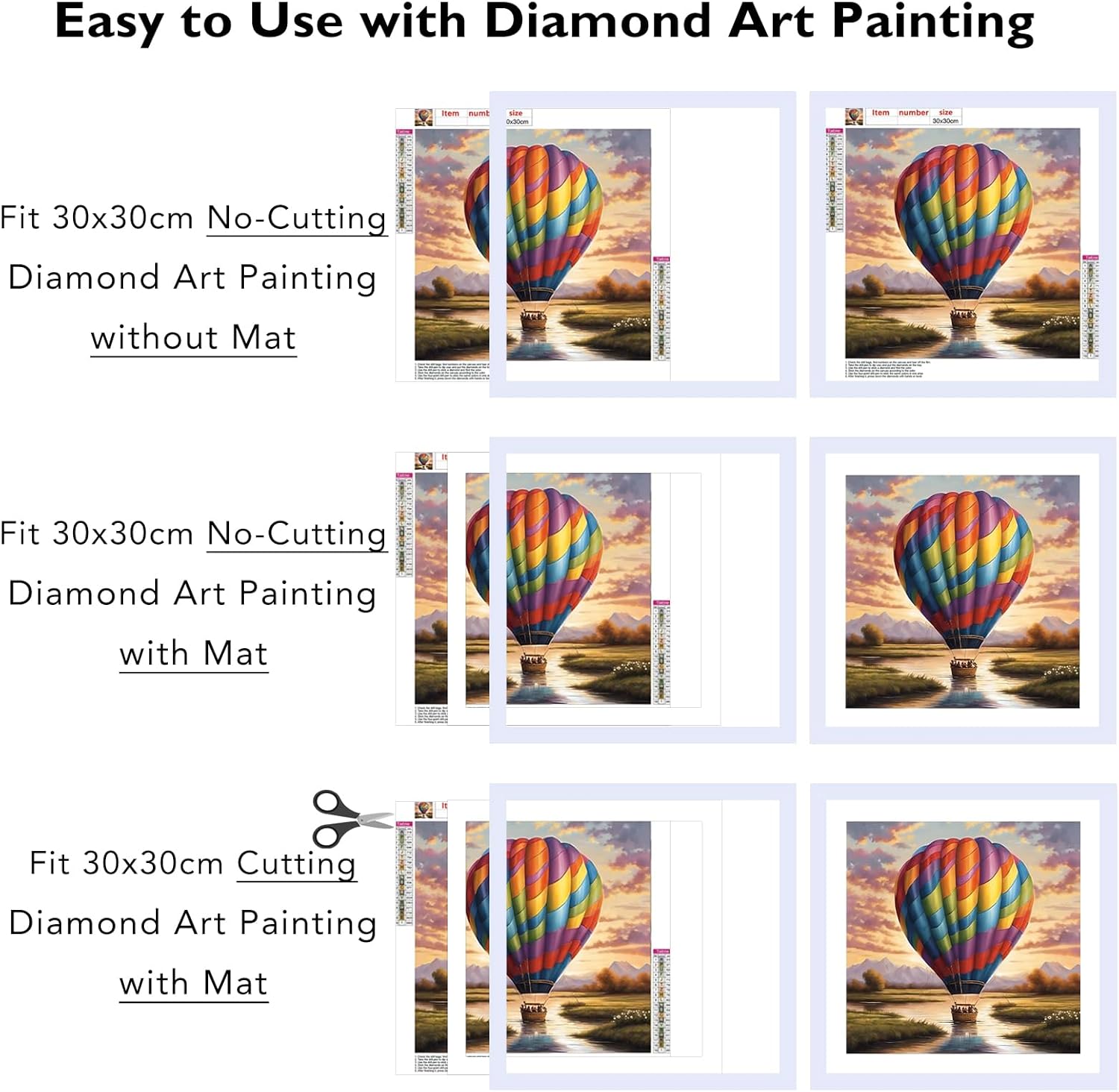 JCJMY 12x12 Picture Frame Set of 3 White with 10x10 Mat for 30 x 30cm Diamond Art Painting, Display Photo 12 x 12 Without Mat, Wall Hanging Large Frame with Plexiglass, 3 Pack
