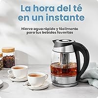 Vista 2 de Chefman Electric Kettle with Temperature Control, 5 Presets LED Indicator Lights, Removable Tea Infuser, Glass Tea Kettle & Hot Water Boiler, 360°