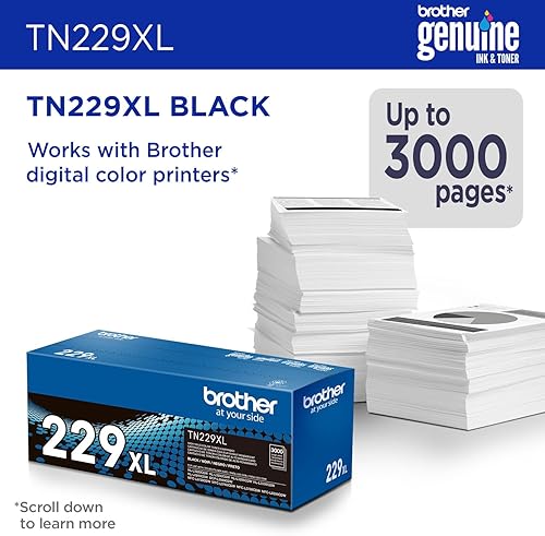 Vista 2 de Brother TN229XLBK Cartucho de tóner negro de alto rendimiento para impresora - Imprime hasta 3,000 páginas (1) Negro,Cian,Magenta,Amarillo,Negro