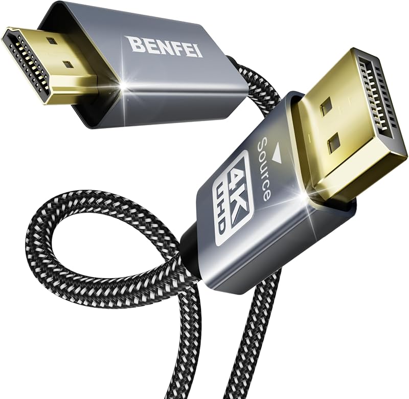 4K DisplayPort to HDMI 6 Feet Cable[Aluminum Shell, Nylon Braided] | Uni-Directional DP 1.2 Computer to HDMI 1.4 Screen Cable Compatible with HP, ThinkPad, AMD, NVIDIA, Desktop and More