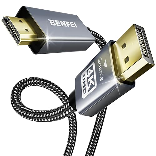 BENFEI DisplayPort auf HDMI, DP auf HDMI, 3 Meter Kabel, kompatibel mit HP, ThinkPad, AMD, NVIDIA, Desktop und mehr [Gehäuse aus Aluminiumlegierung und Nylon]