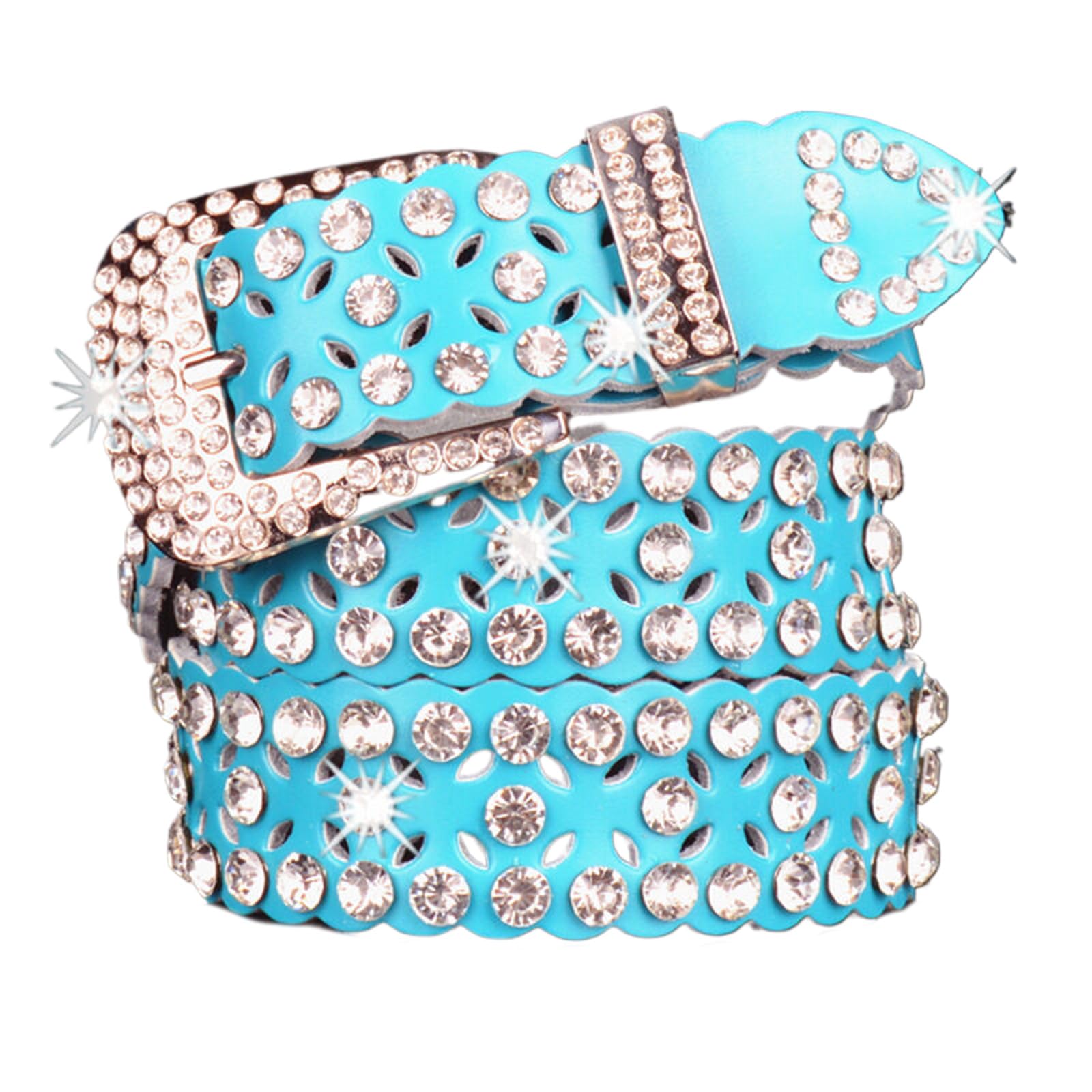 Jiary Unisex A:blue ,110Cm/43.3'',Womens Men Rhinestone Western Belts,Fashionable Sparkly Diamond Belt,Vintage Cowgirl Leather Sequin Belt For Jeans