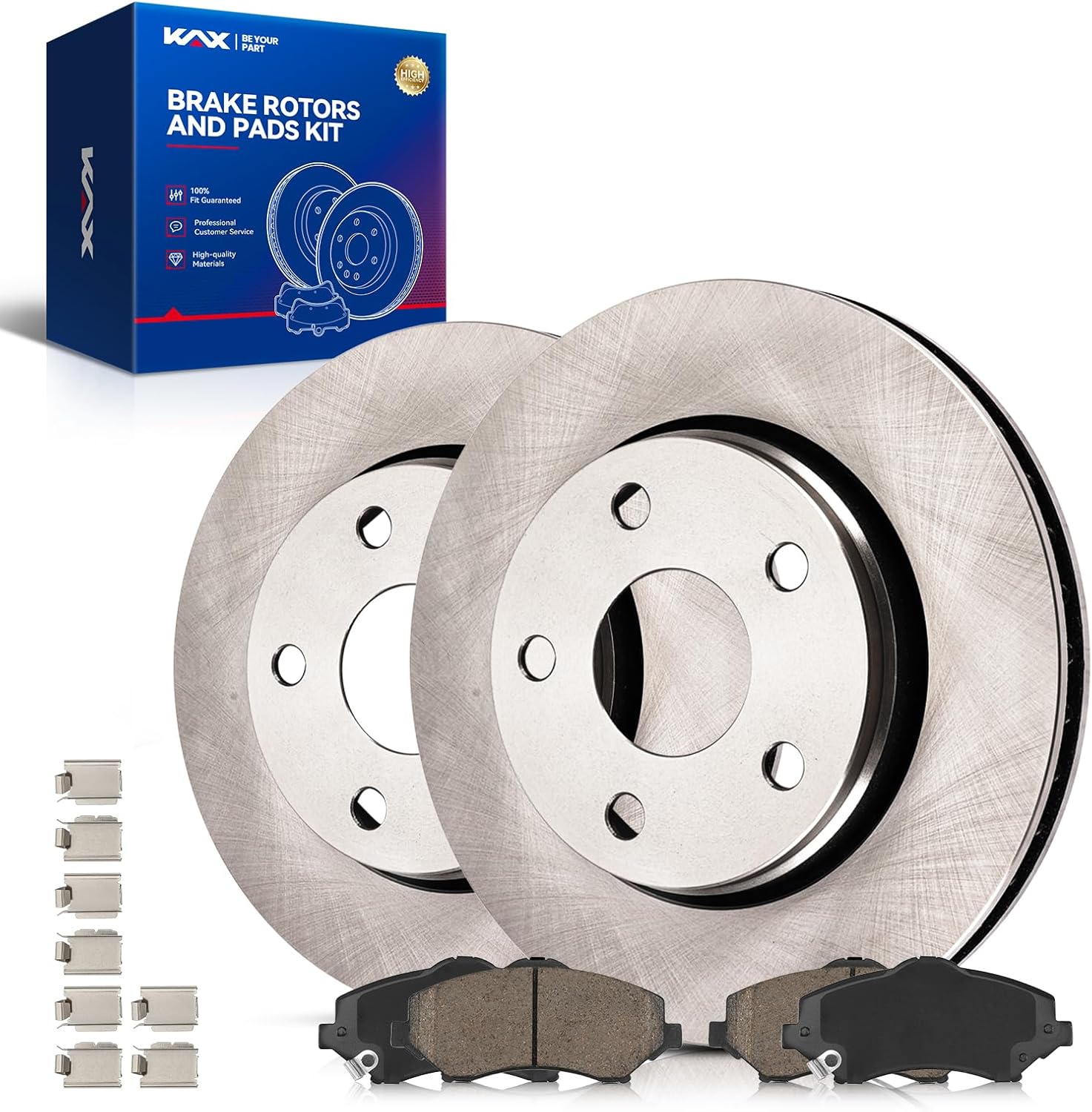KAX Front Brake Kit, Carbon Fiber Ceramic Brake Pads and Rotors | Fits Jeep Wrangler 2007-2017, Jeep Wrangler JK 2018, 11.89in Brake Rotors and Pads Kit, Automotive Replacement Brake Kit