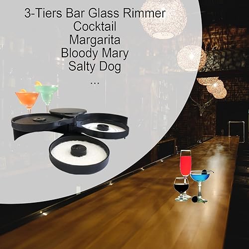 Miniatura 4 de Juego de rimmer de sal Margarita de 3 niveles, juego de rimmer de azúcar de Margarita, cortador de sal de cóctel bartesiano, herramientas de barra y