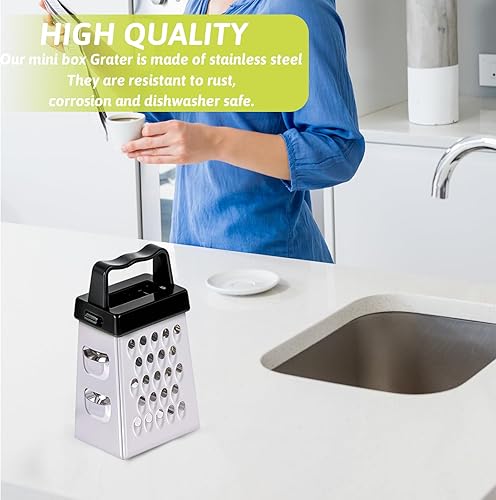 Miniatura 4 de 8 unidades de mini rallador de queso, rallador profesional de caja de acero inoxidable, ajo, jengibre, triturador de alimentos pequeños, especias