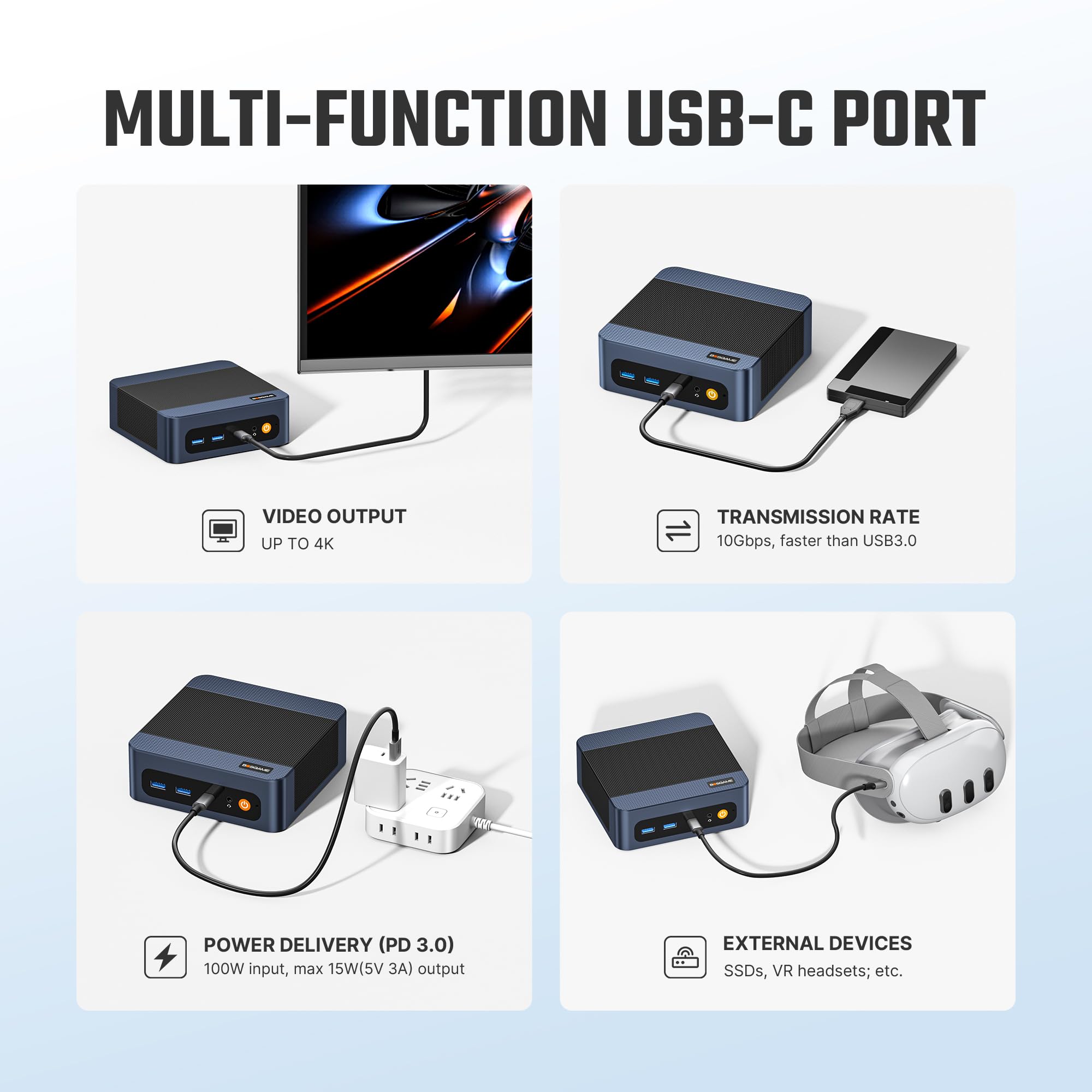 BOSGAME E6 ECO Mini-PC Core 3 304 (bis zu 4,3 GHz) 12GB LPDDR5X 512GB SSD | mini pc Windows 11 , 4K Triple Display, WiFi7, BT 5.4, Dual LAN, kompakter Mini Desktop PC für Büro, Home Office, Familie