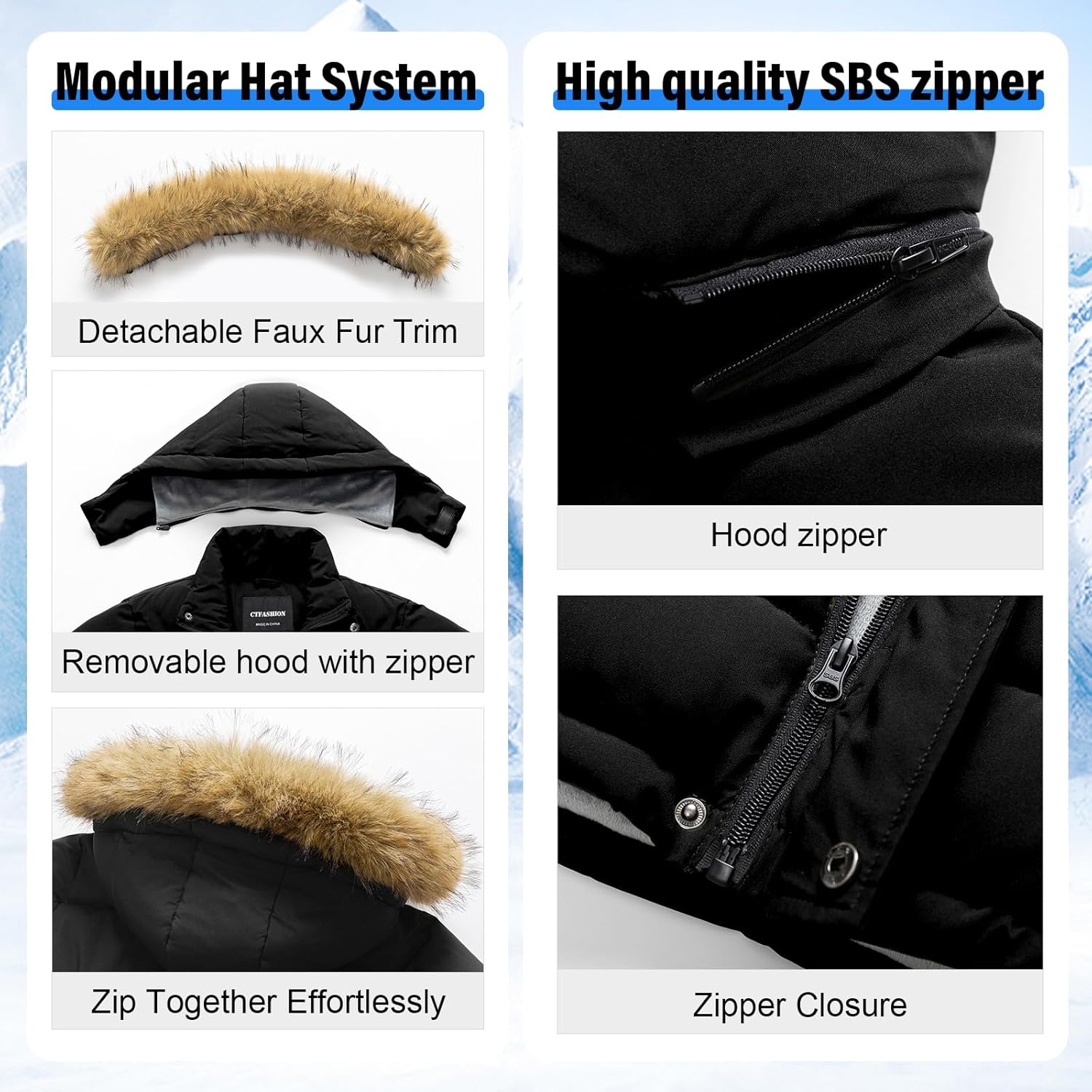 Boy's Winter Coat Kids Puffer Jacket Water Resistant Bubble Outerwear Fleece Heavyweight Parka with Fur Hood - Image 7