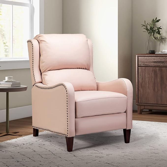 TINA'S HOME Genuine Leather Recliner Chair, MidCentury