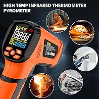 Vista 7 de MESTEK Pistola de temperatura de termómetro infrarrojo -40℉~2912℉, termómetro de alta temperatura con sonda de termopar, pistola termómetro láser