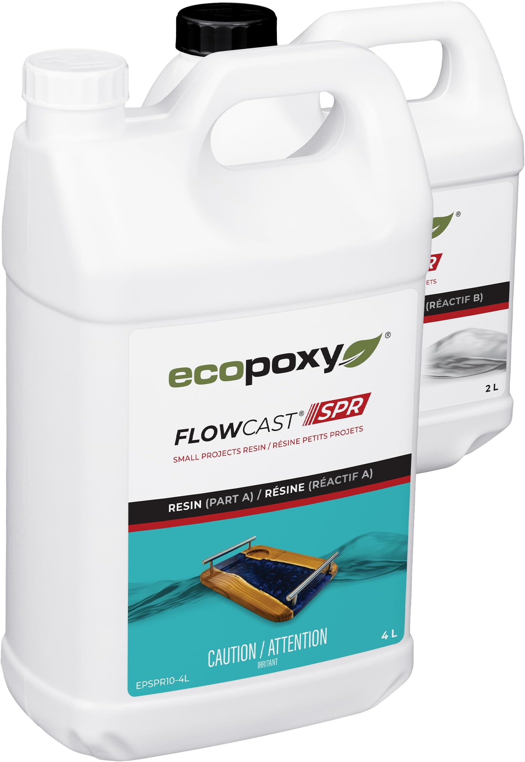EcoPoxy FlowCast SPR Epoxy Resin Kit - 1.59 Gal /6L: UV & Yellowing Resistant, Bio-Based| Water Clear & Bubble Free Faster Curing Epoxy for Small Pours Castings: Charcuterie Boards, Trays & Coasters
