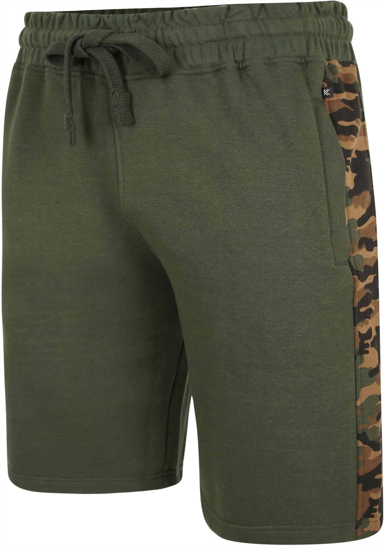 Kam (KBS3303 Kbs Mens Camo Panel Big Size Jog Shorts in Khaki 4XL