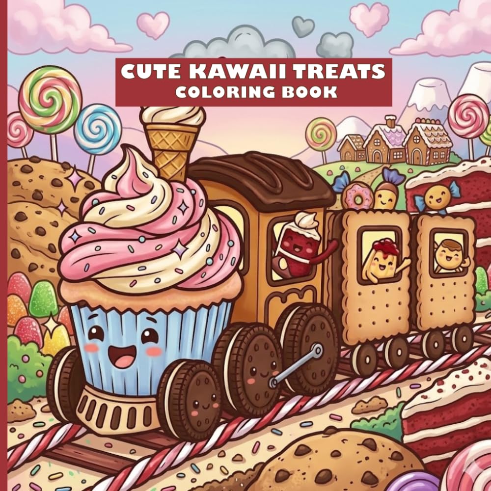 Cute Kawaii Treats Coloring Book: Adorable Desserts and Sweets to Color for Kids, Teens, and Adults
