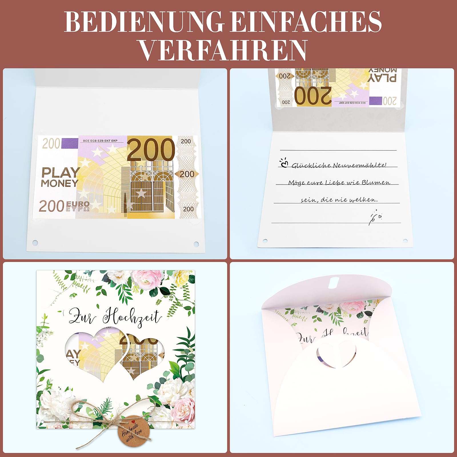 Wedding Card Money Gift with Envelopes, Card Wedding Money Gift for Bride and Groom Money Gift Wedding Packaging - Image 4