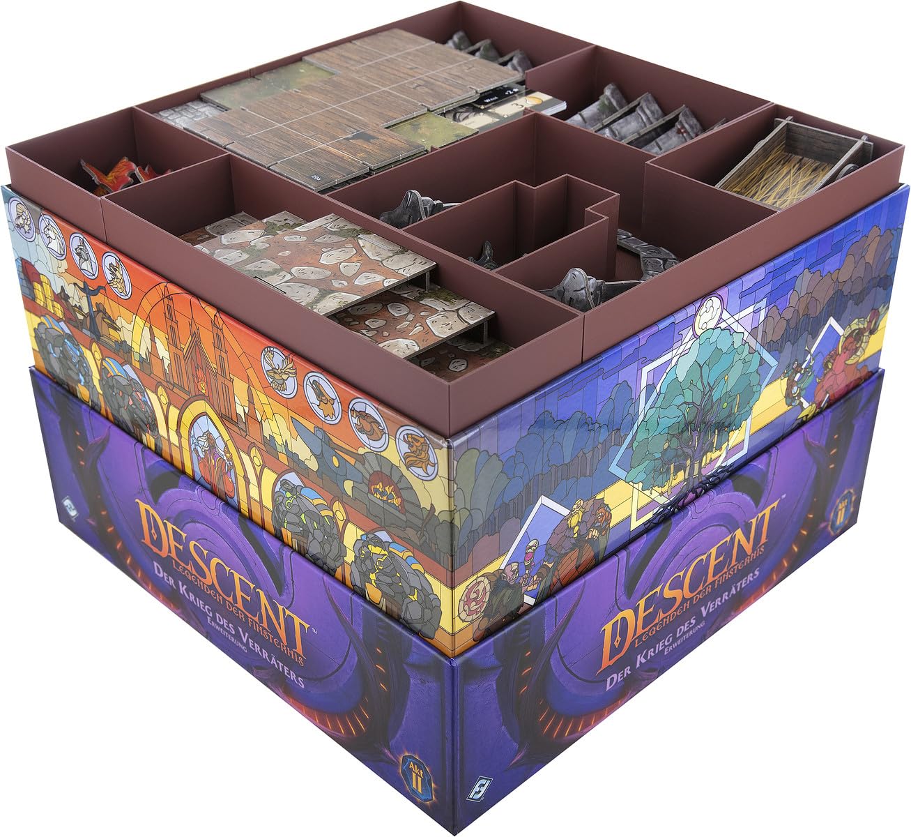 Zestaw pianek Feldherr + Organizer kompatybilny z Descent: Legends of the Dark - Pudełko do gry planszowej The Betrayer's War - Sortuj i chroń miniatury + zawartość gry