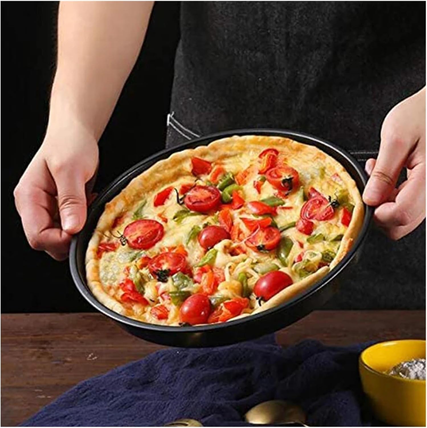 7/8/9/10 Inch Pizza Baking Pan Nonstick Carbon Steel Pizza Tray Round Baking Sheet for Homemade Pizza Oven Pans(10inch)