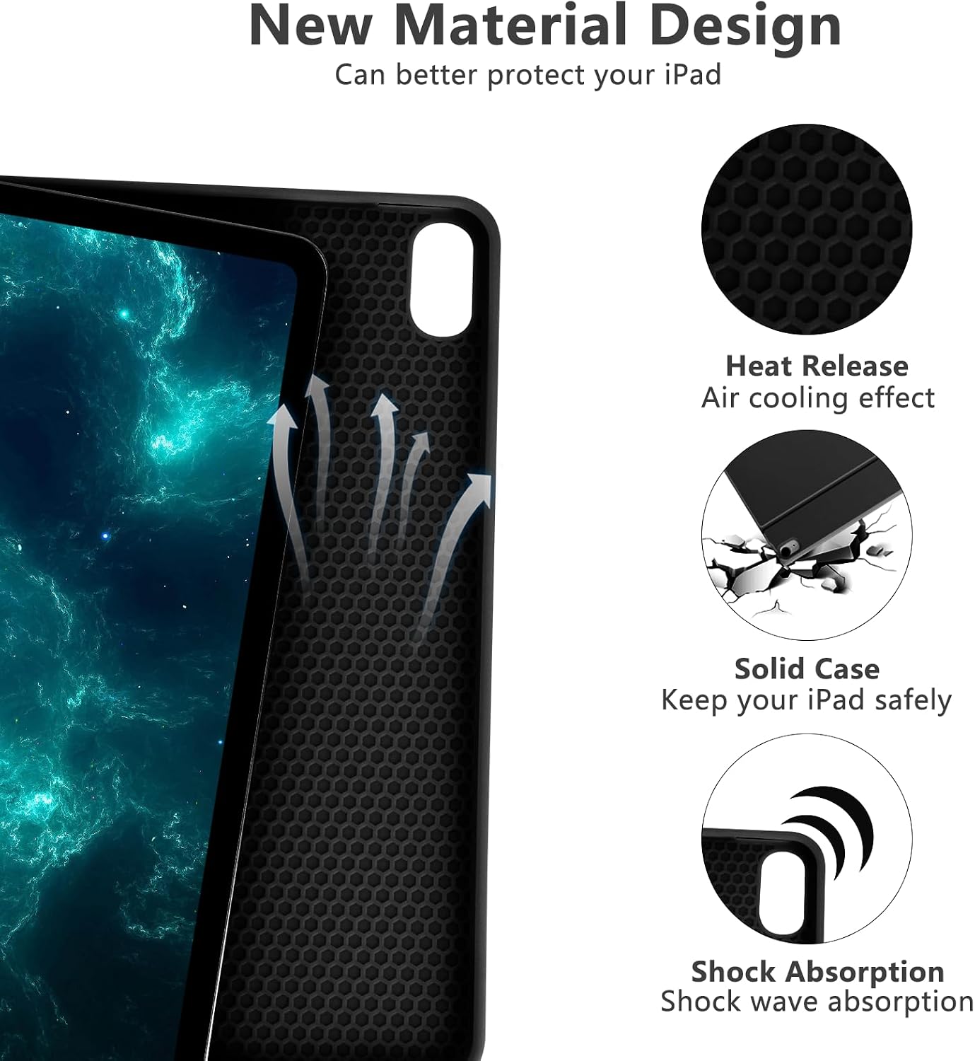 besky Keyboard Case for iPad Air 11 Inch & Air 5th/ Air 4th Generation Case with Keyboard - & Air 11-inch M4/M3/M2 - Wireless Detachable Keyboard- Pencil Holder, with Auto Sleep/Wake Function - Black