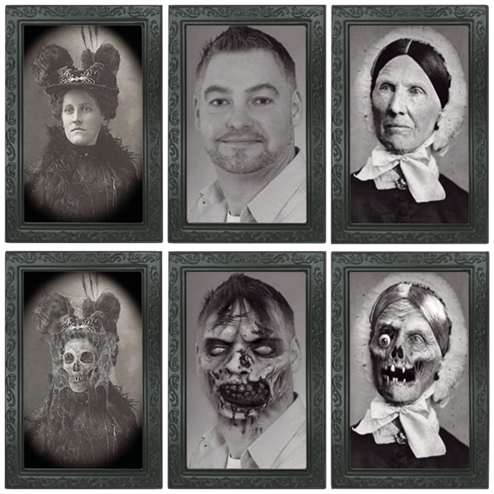 SUREHOME Halloween Decorations 3D Changing Face Moving Picture Frame Magic Portrait Horror Decoration for Horror Party Castle House Home Haunted Mansion Decor 3 Pack 15 x 10 Inch Indoor Creepy Decor