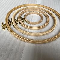 Vista 5 de Juego de 4 aros redondos de madera para bordar, marco de bordado de haya, de 3 a 9 pulgadas, aro de punto de cruz, aros de marco de madera, kits