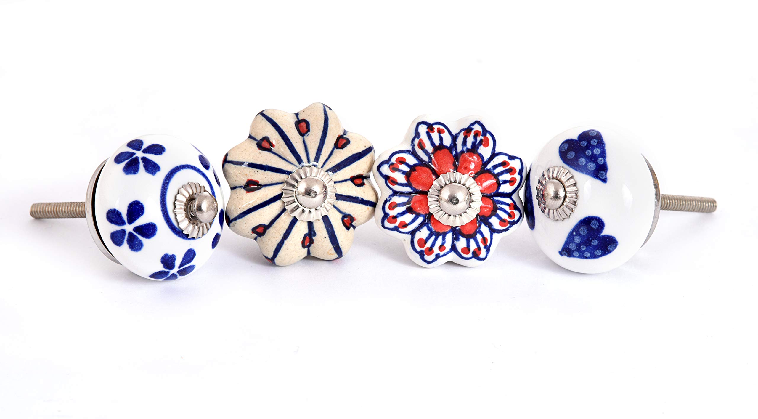 Craft Trade Door Knobs for Drawers - Multicolor Blue Pottery Ceramic Pull Handle for Kitchen Cabinets and Dressers Home Interior Decor - Pack of 4-2.5x1.7 Inches (B0842SY5QQ) Amazon Price History, Amazon Price Tracker