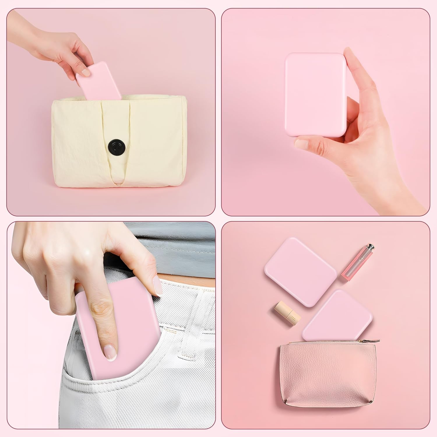 Pocket Mirror,LED Compact Travel Makeup Mirror, 2-Sided 1X/3X Magnification, Portable, Folding(Pink) - Image 3