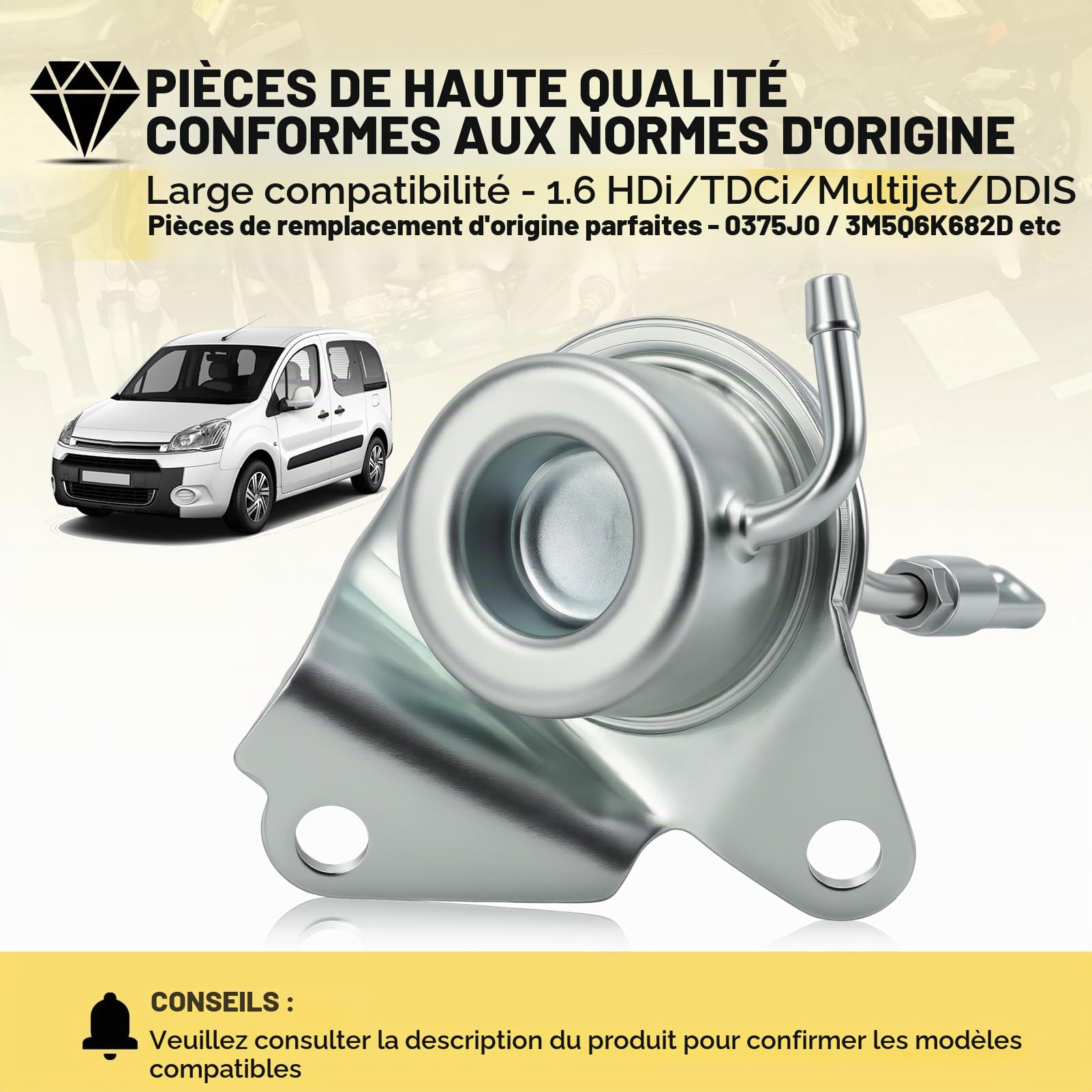 Actionneur Wastegate Turbo Pour Berlingo C3 C4 Jumpy C-Max Fiesta Focus, 207, 307, 308, Expert Partner Xsara Picasso Scudo SX4, 1.6 HDI D 75/90 Cv Actionneur Turbocompresseur 3M5Q6K682DE